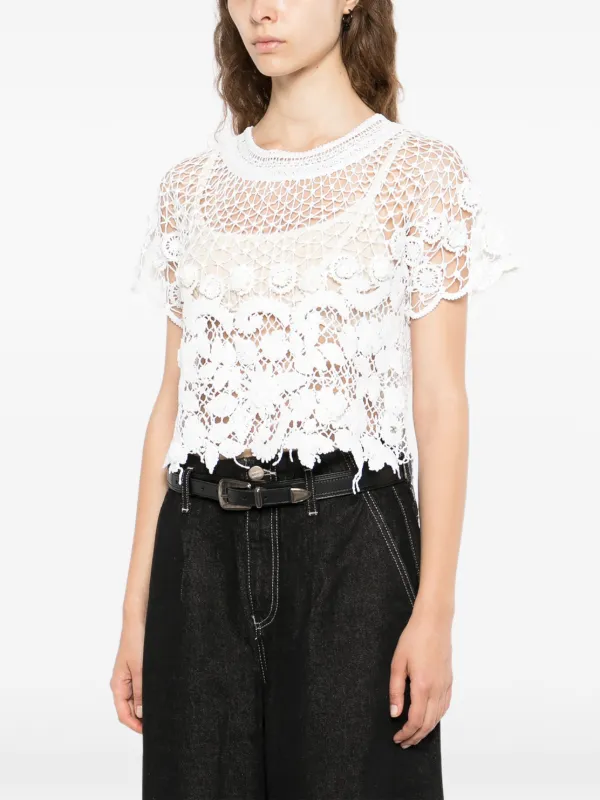 CHANEL Pre-Owned Crochet floral-lace Top | White | FARFETCH
