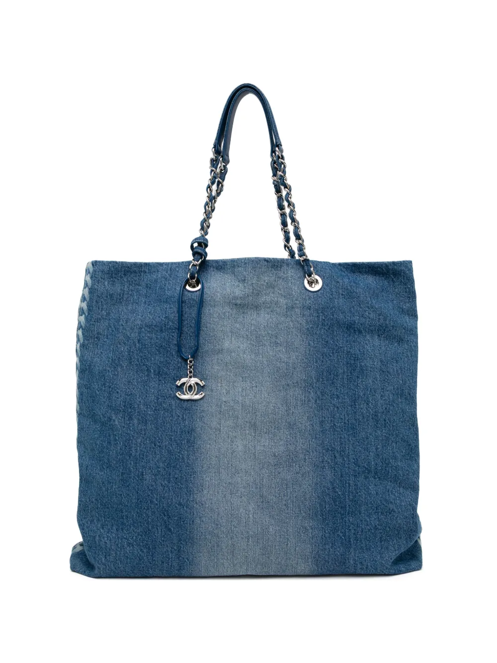 CHANEL Pre-Owned chain-link whipstitch shopper bag - Blu