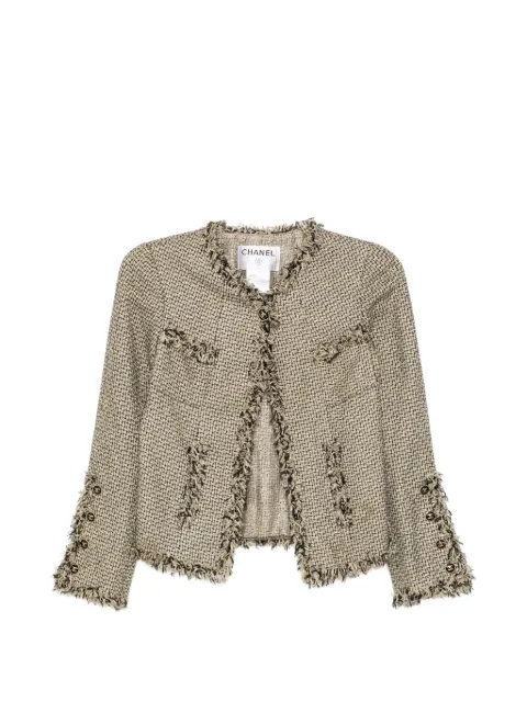 CHANEL Pre-Owned 2007 frayed-trim tweed jacket