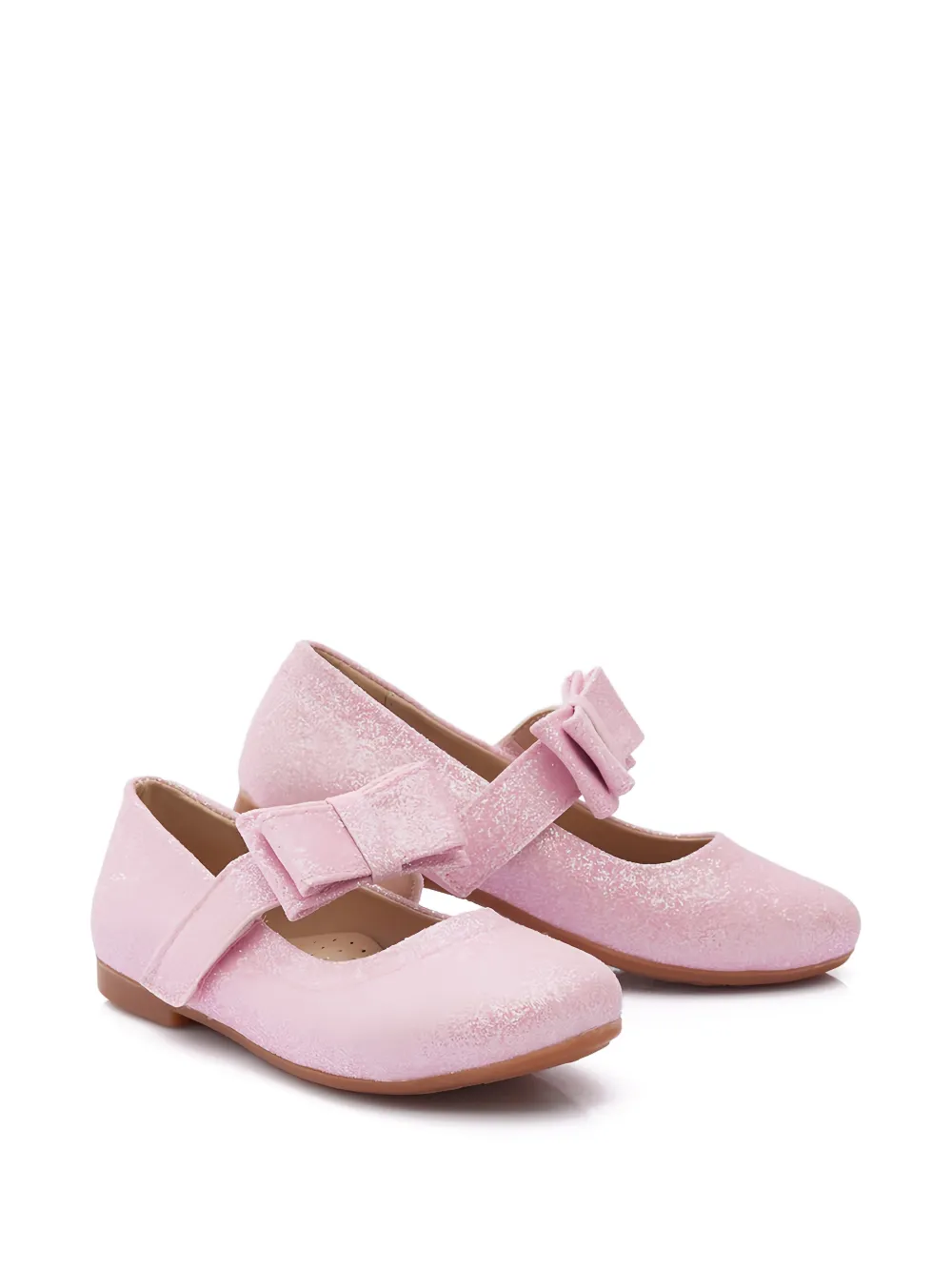 La Perla Kids glitter-detail bow-embellished ballerinas - Pink