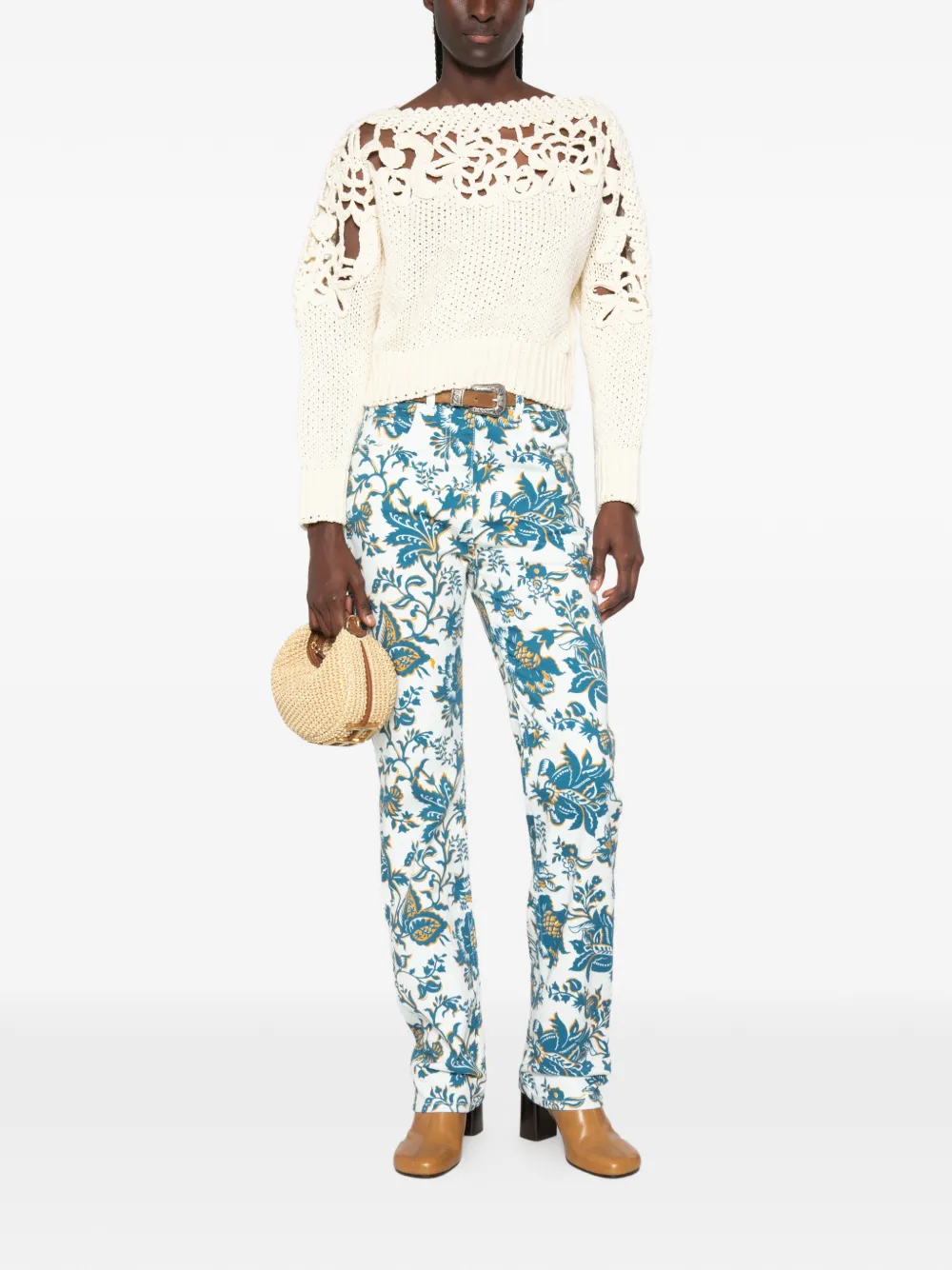 ETRO Jeans met bloemenprint Wit