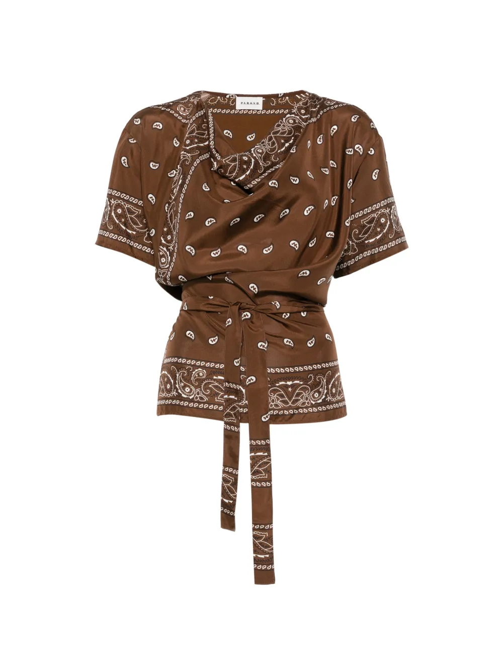 P.A.R.O.S.H. paisley-print belted top - Marrone