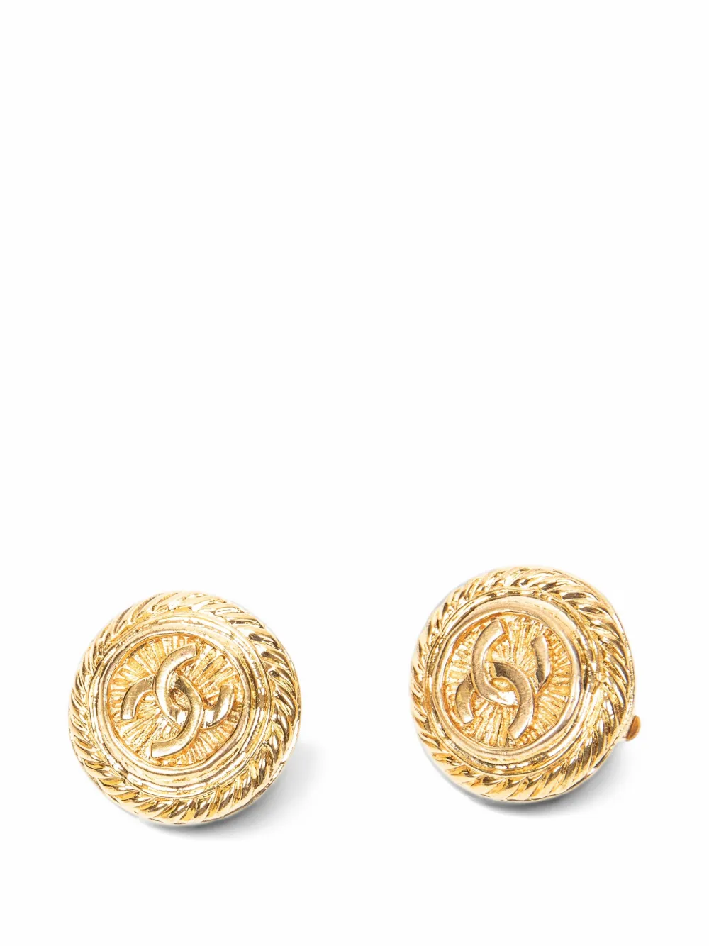 CHANEL Pre-Owned 1993 CC logo clip-on earrings - Oro