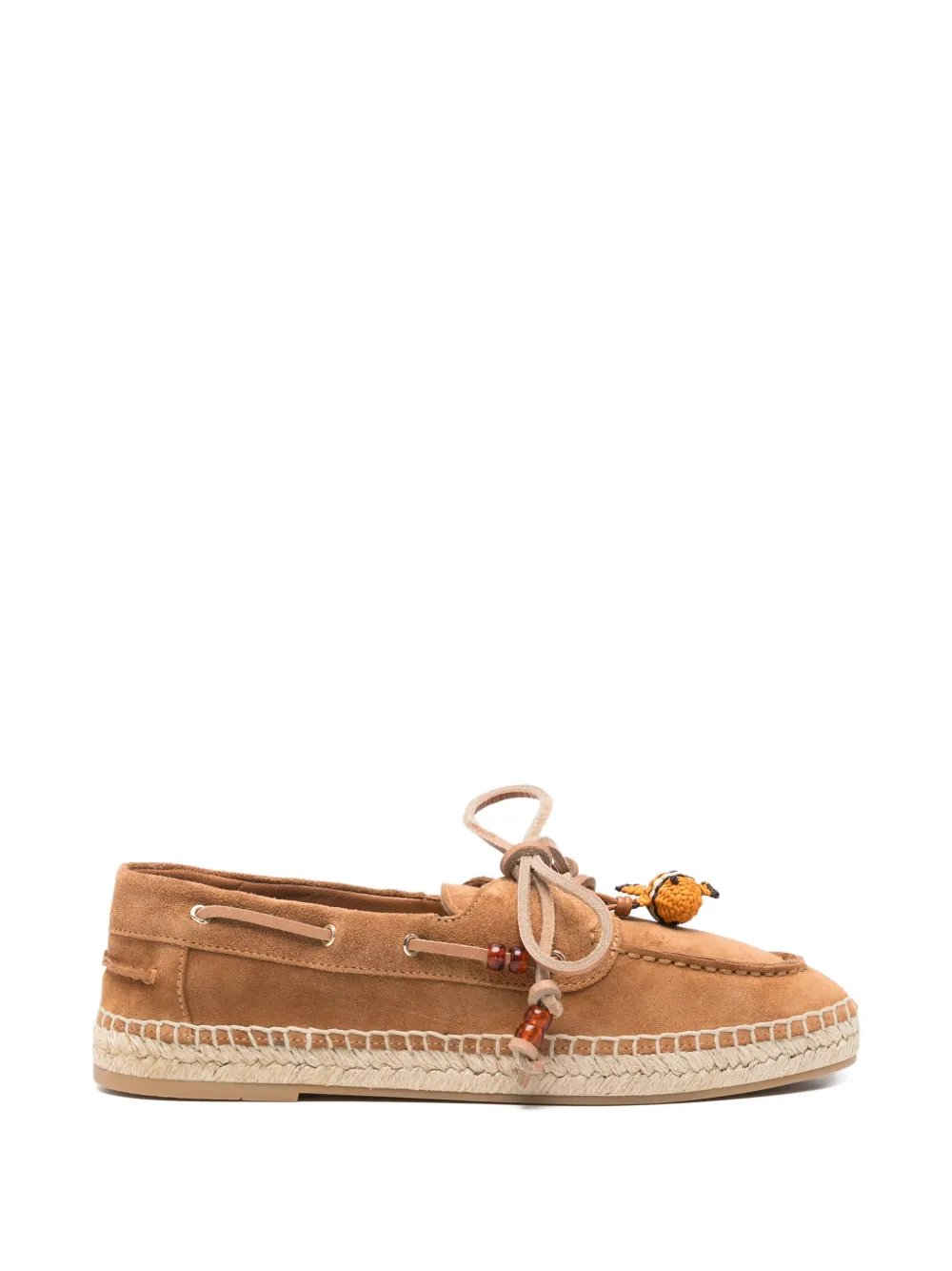 Aquazzura bead-embellished suede espadrilles - Braun