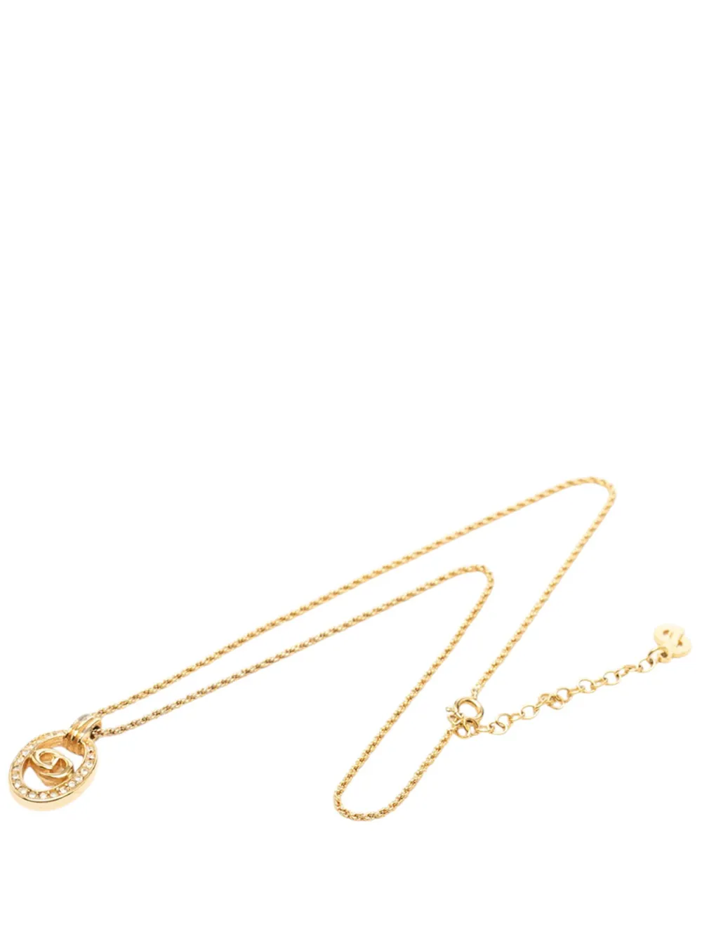 Christian Dior Pre-Owned 20th Century Gold Plated Strass CD Logo Oval Pendant Necklace costume necklace - Oro