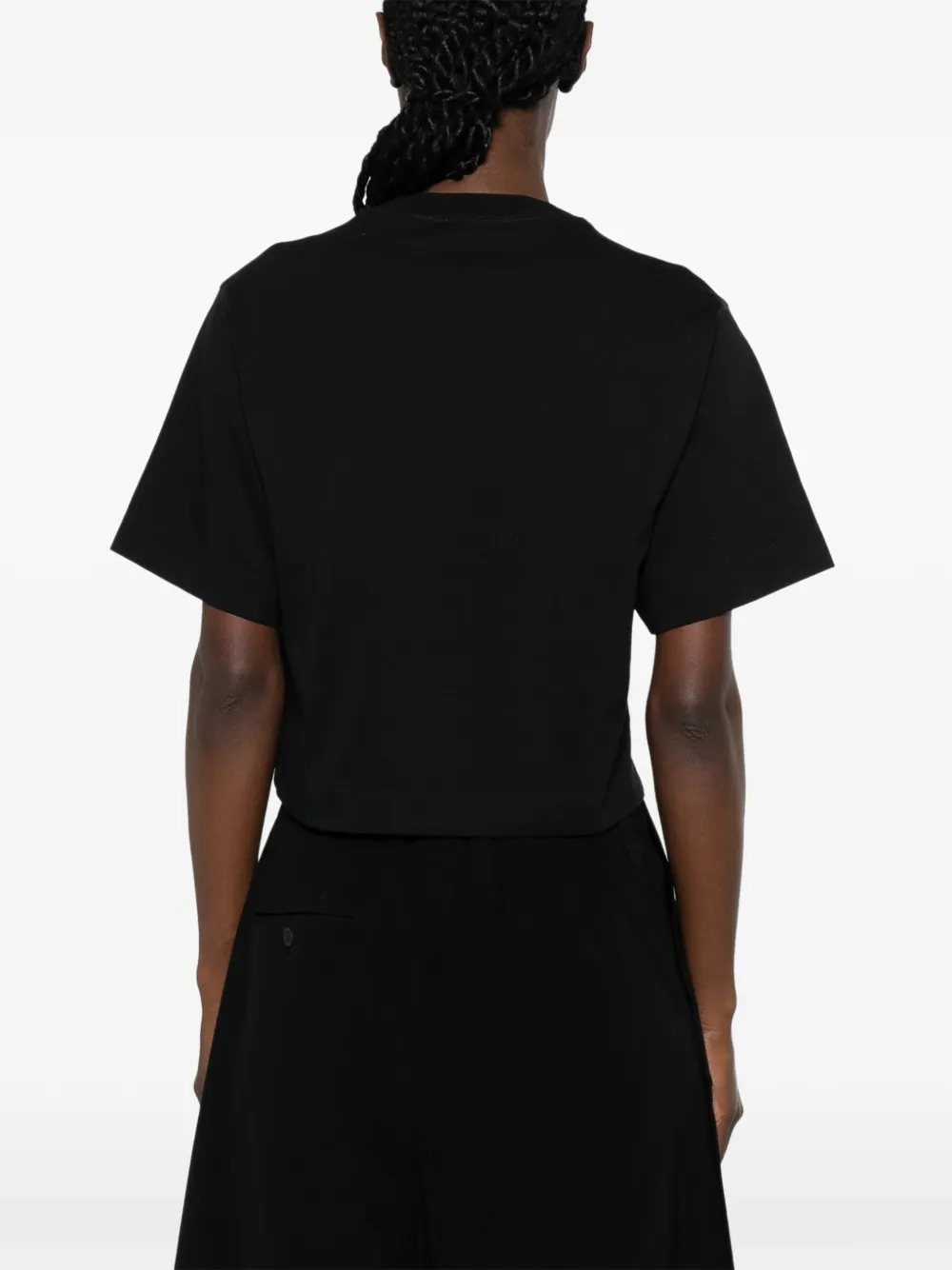 Off-White Cropped T-shirt met logoprint Zwart