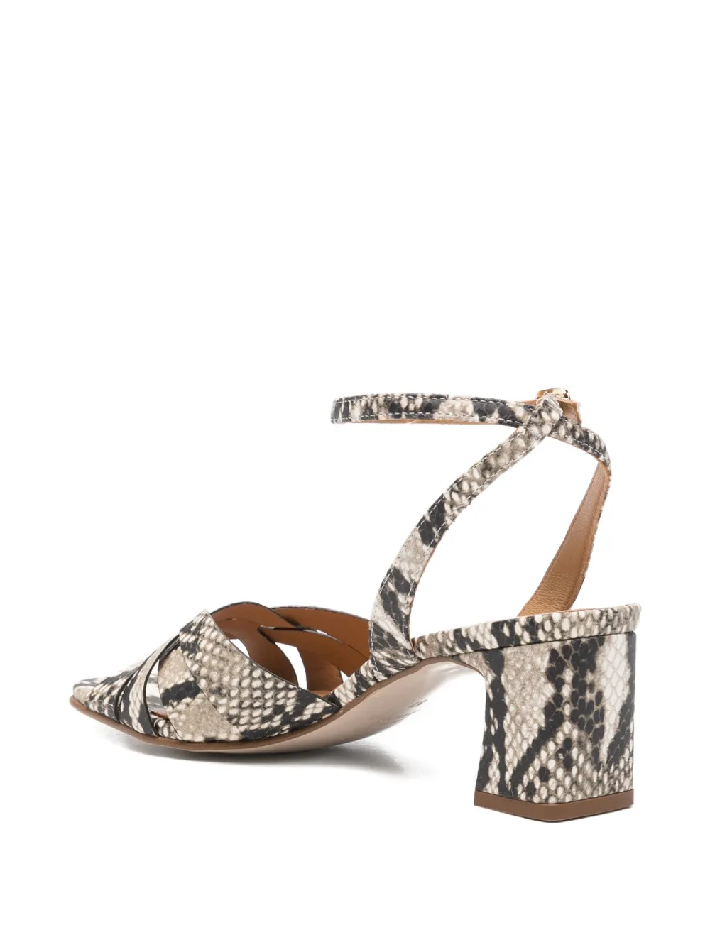 Pedro Miralles Sandalen met gekruiste bandjes en slangen-effect Beige