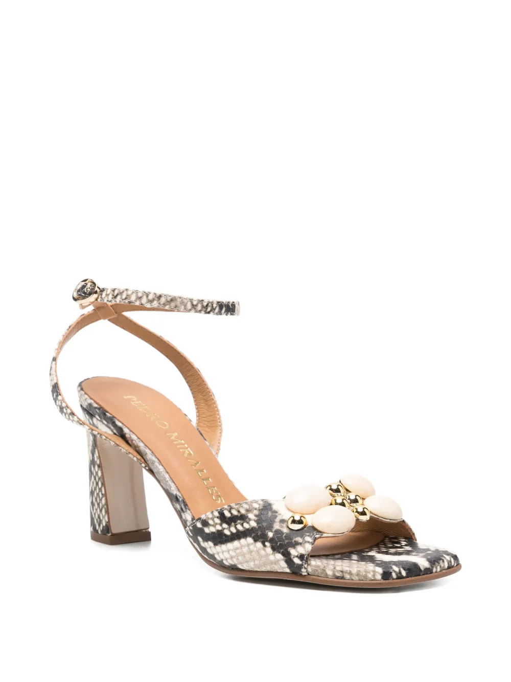 Pedro Miralles Sandalen met slangen-effect Beige