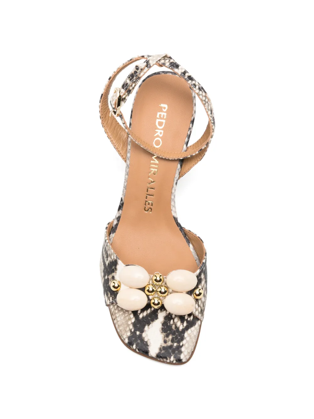 Pedro Miralles Sandalen met slangen-effect Beige
