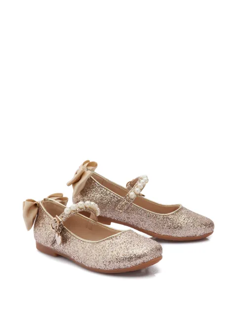 La Perla Kids glittered pearl-strap ballet flats