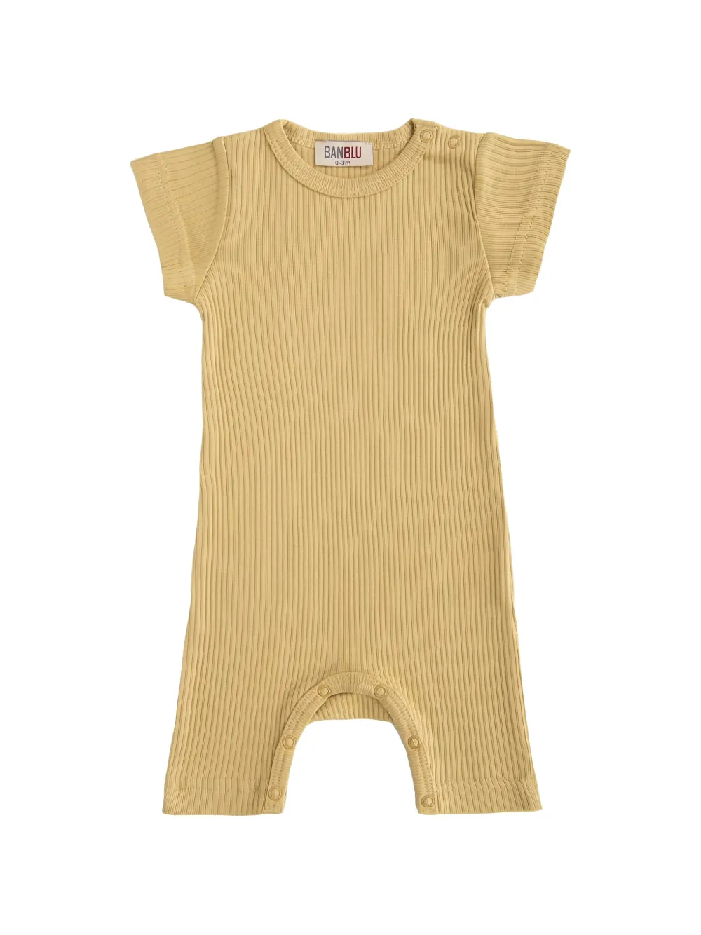 Banblu Babies' Ribbed-knit Short-sleeved Romper In Yellow