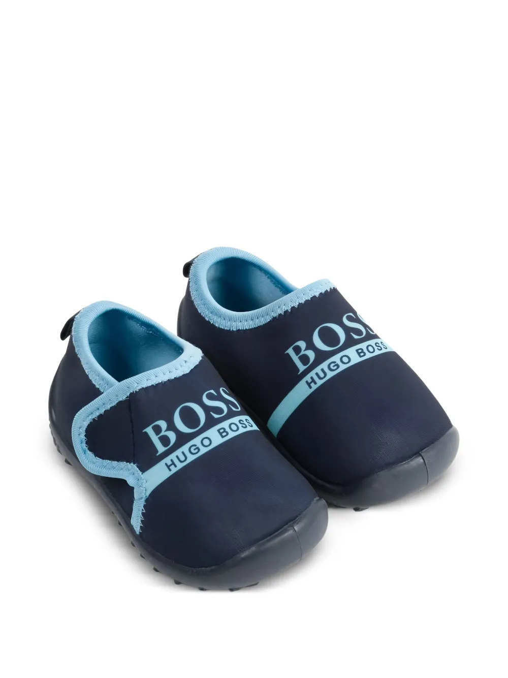 BOSS Kidswear logo-print touch-strap crib shoes - Blue