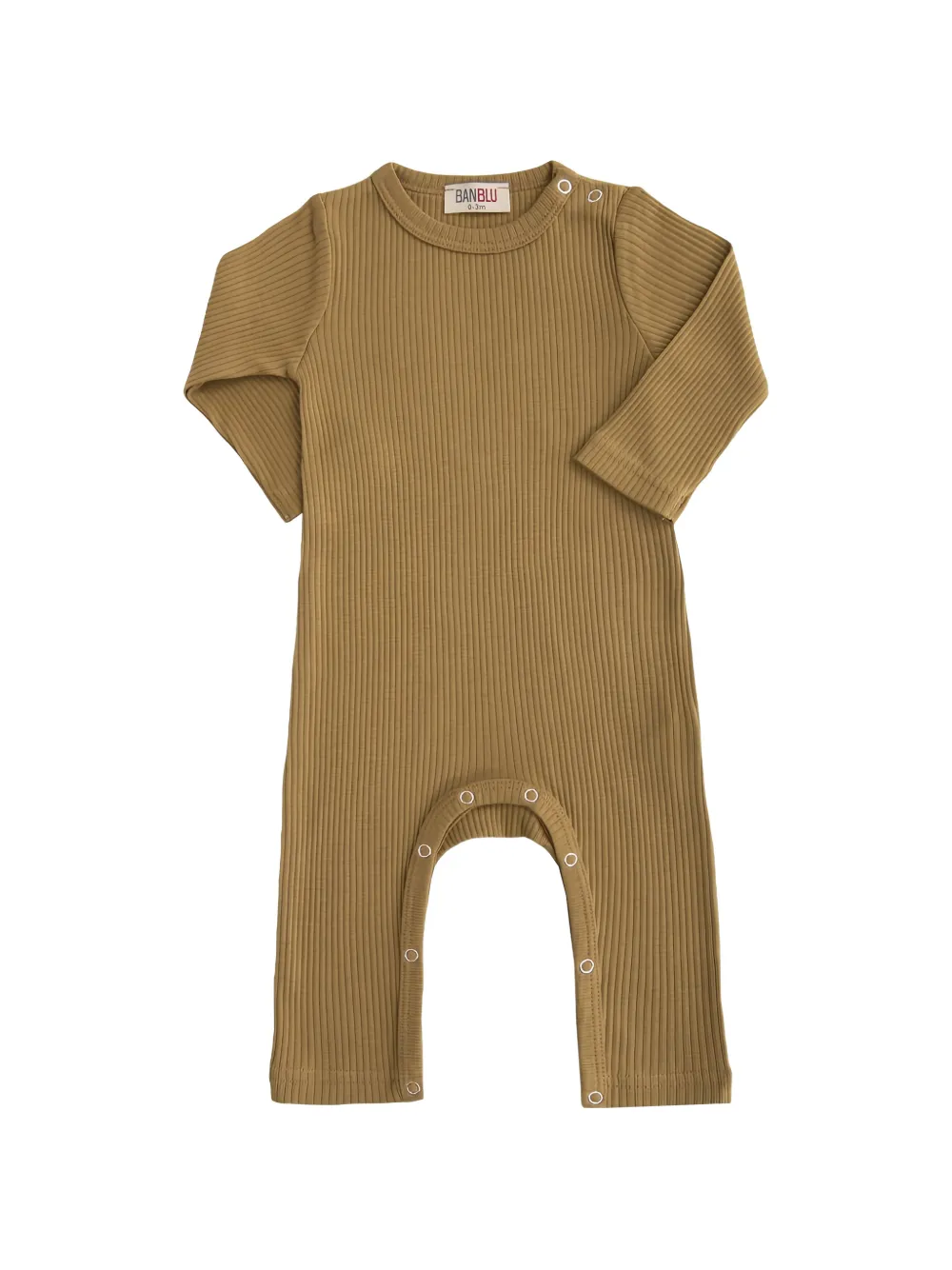 Banblu Babies' Ribbed Long-sleeve Romper In Brown