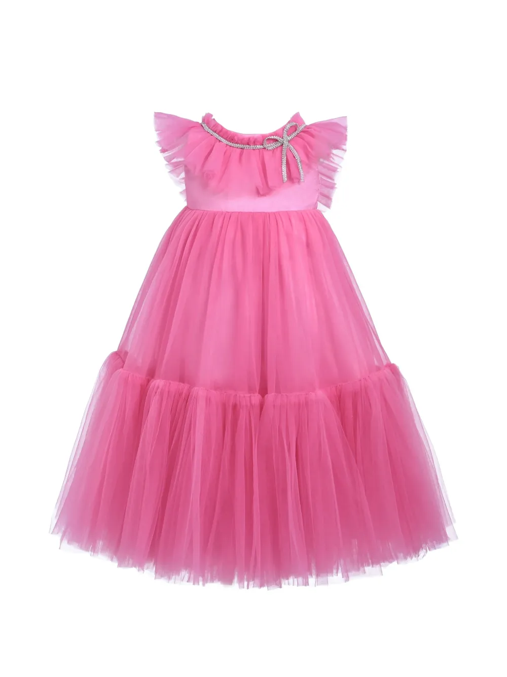 Tulleen Beck jurk met ruches Roze