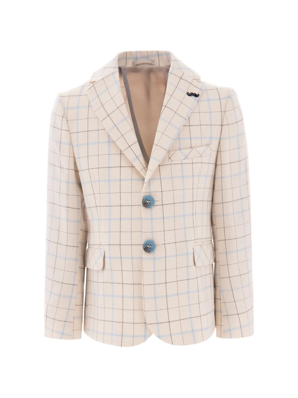 Moustache Kids' Plaid-print Peak-lapel Blazer In Pink