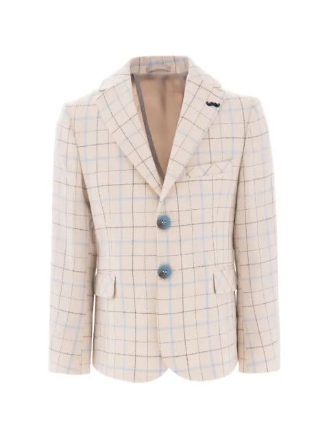 Moustache plaid-print peak-lapel blazer