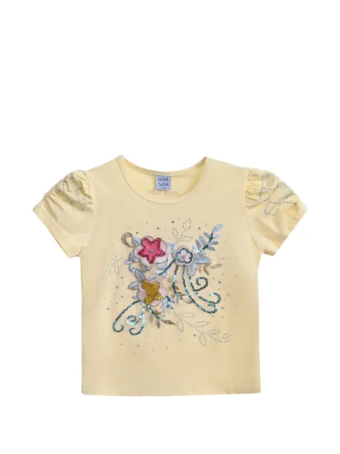 Mimi Tutu flowers-applique sequin-embellished cotton T-shirt