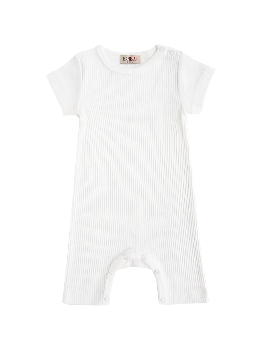 Banblu Babies' Ribbed Short-sleeve Romper In White