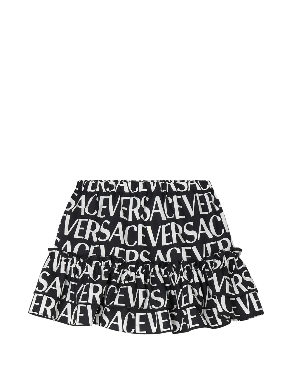 Versace Kids logo-print ruffled skirt - Nero