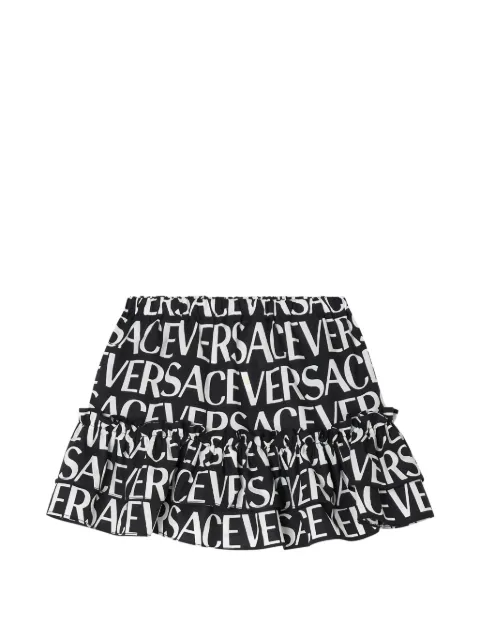 Versace Kids logo-print ruffled skirt