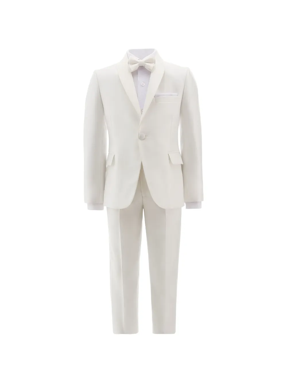 Moustache Kids' Shawl-lapel Suit Set (set Of Five) In White