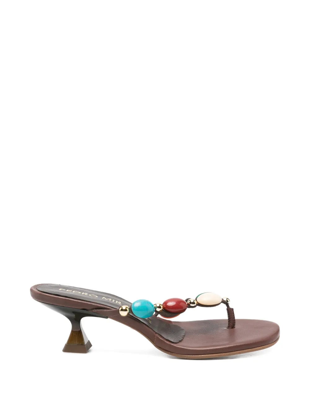 Pedro Miralles bead-embellished thong sandals - Marrone