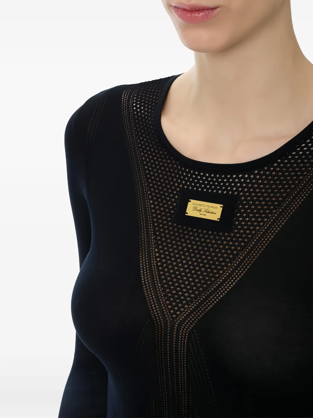 Elisabetta Franchi Opengebreid T-shirt Zwart