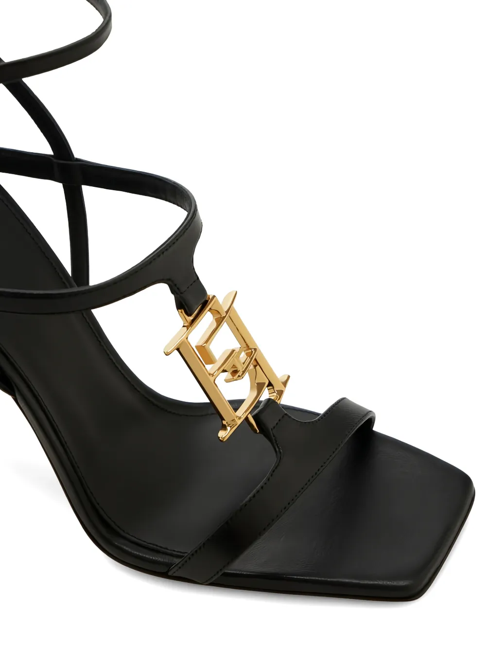 Elisabetta Franchi Stiletto sandalen met logoplakkaat Zwart