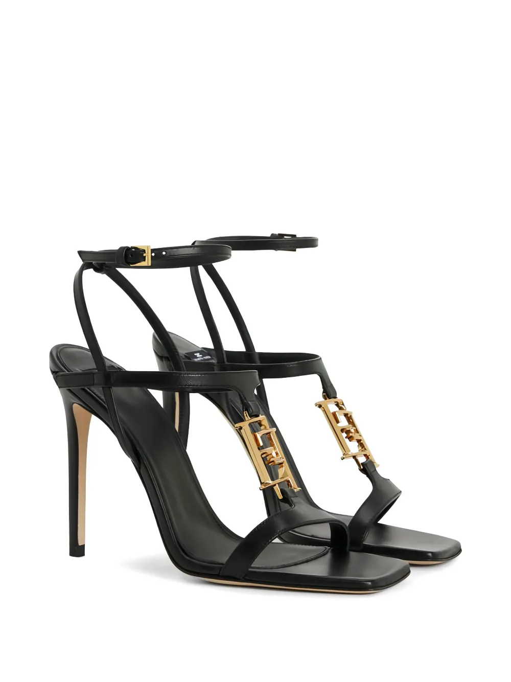 Elisabetta Franchi Stiletto sandalen met logoplakkaat Zwart