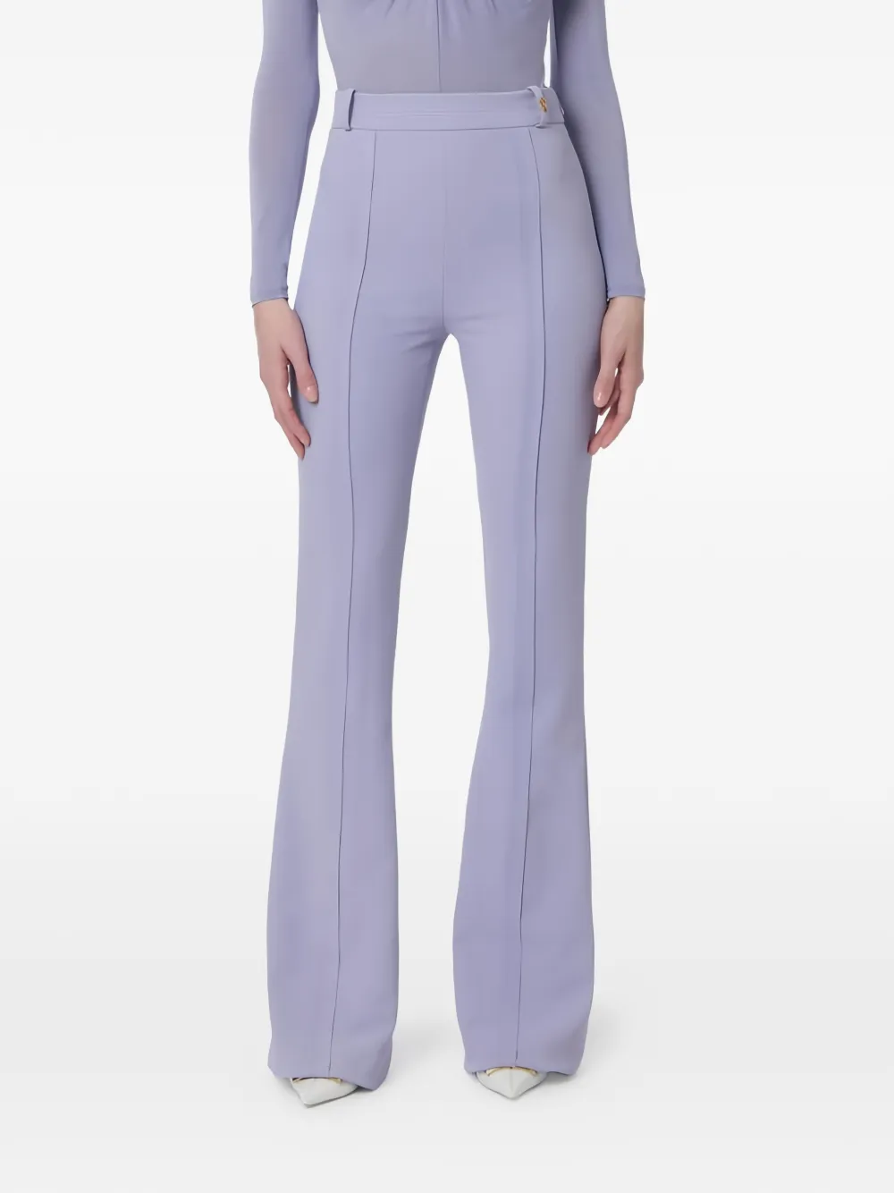Elisabetta Franchi Broek van gelaagde stretch crêpe stof met logobedel Paars