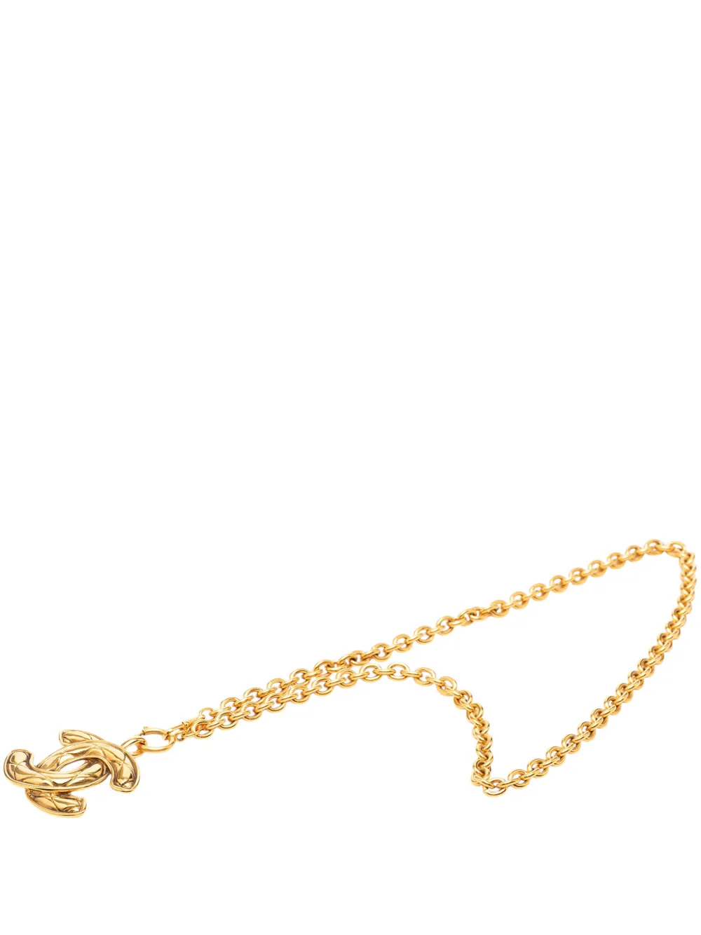 CHANEL Pre-Owned 1970-1980 CC Gold Plated Quilted Pendant Necklace costume necklace - Oro