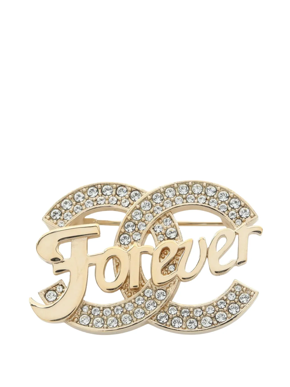 CHANEL Pre-Owned 2021 CC Gold Plated Strass Forever Pin Brooch costume brooch - Oro