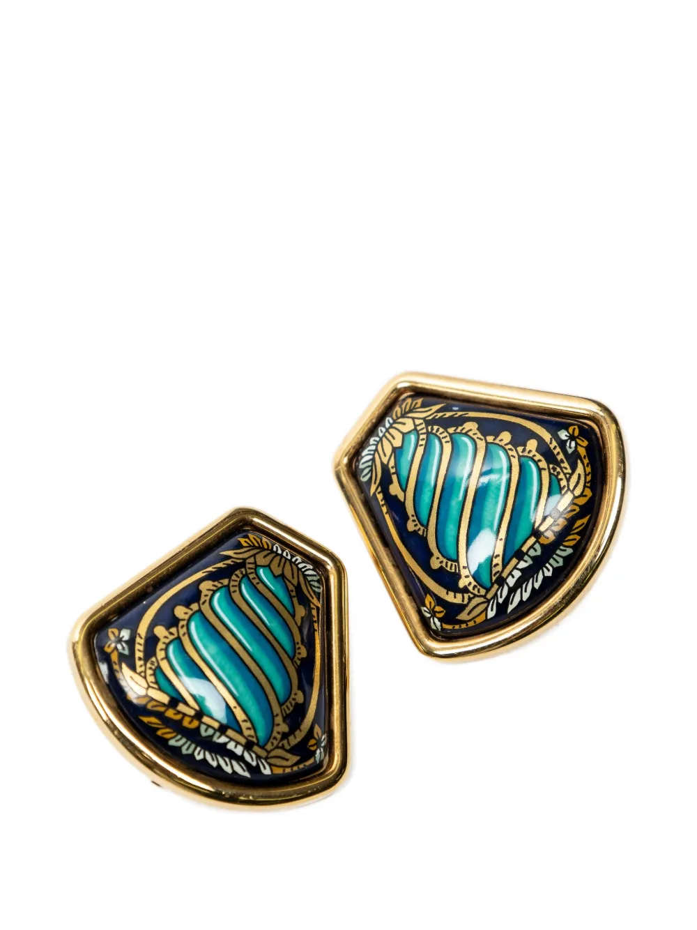 Hermès Pre-Owned enamelled geometric earrings - Oro