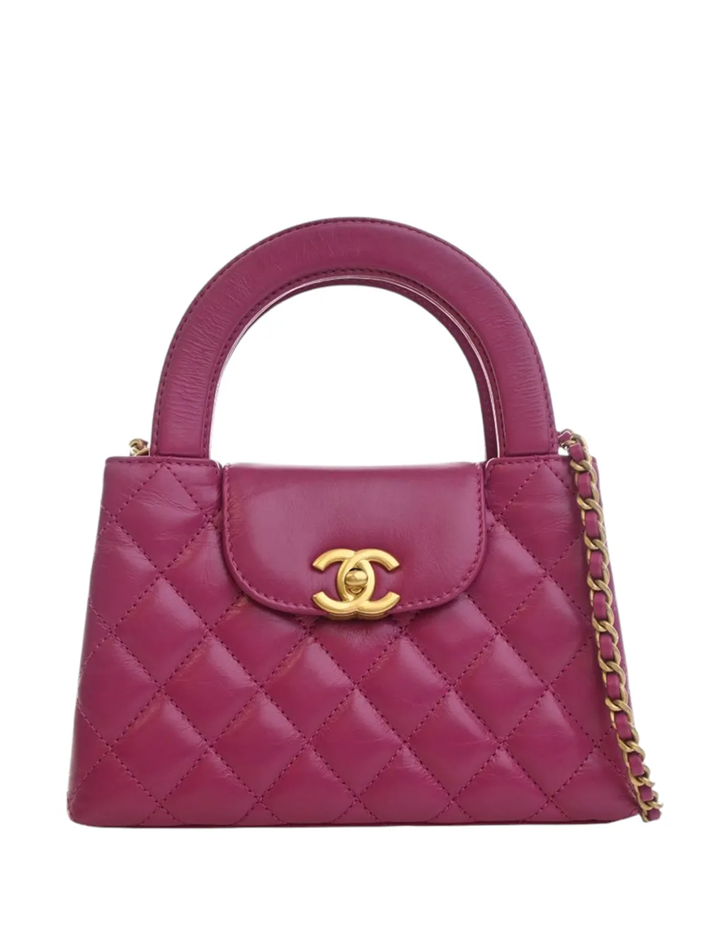 CHANEL Pre-Owned 2021-2026 Nano Shiny Aged Calfskin Kelly Shopper Bag satchel - Rosa