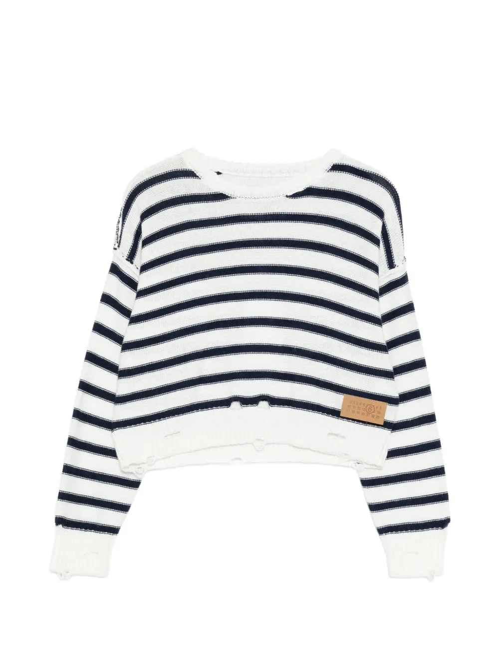 MM6 Maison Margiela Kids distressed stripe sweater - Bianco