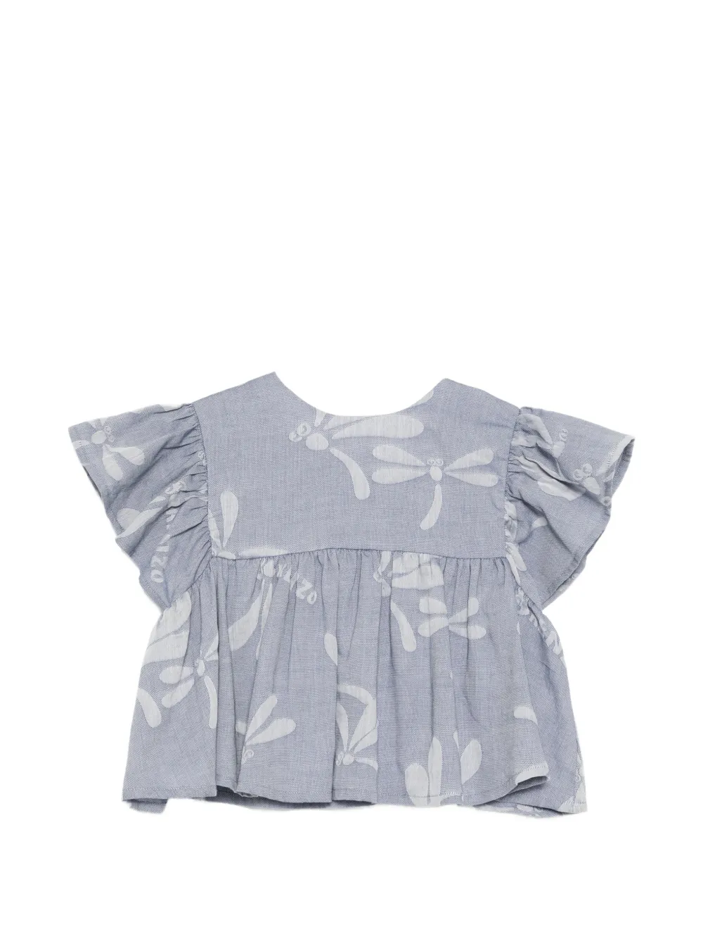 Kenzo Kids Shirt met libelle print en ruches Blauw