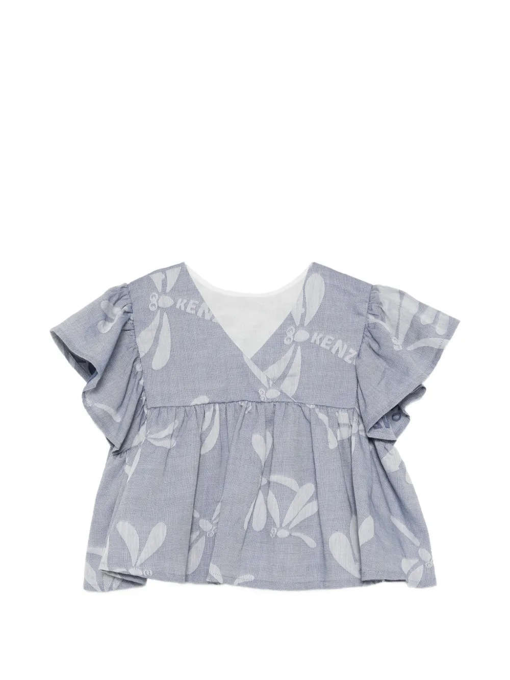 Kenzo Kids dragonfly-print ruffled blouse - Blu