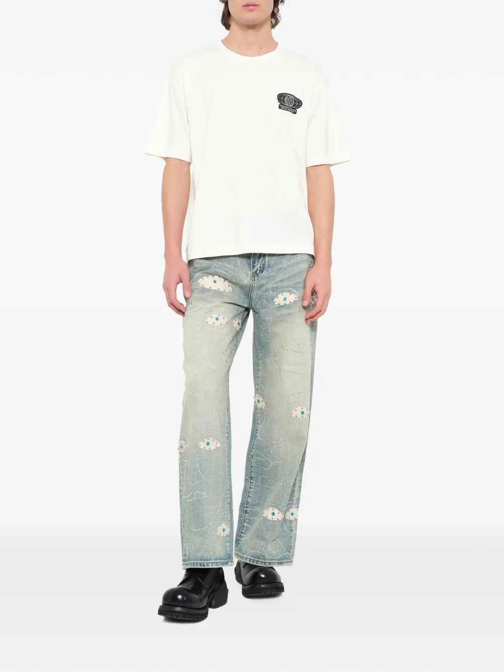 KidSuper Globe Space Program T-shirt Beige