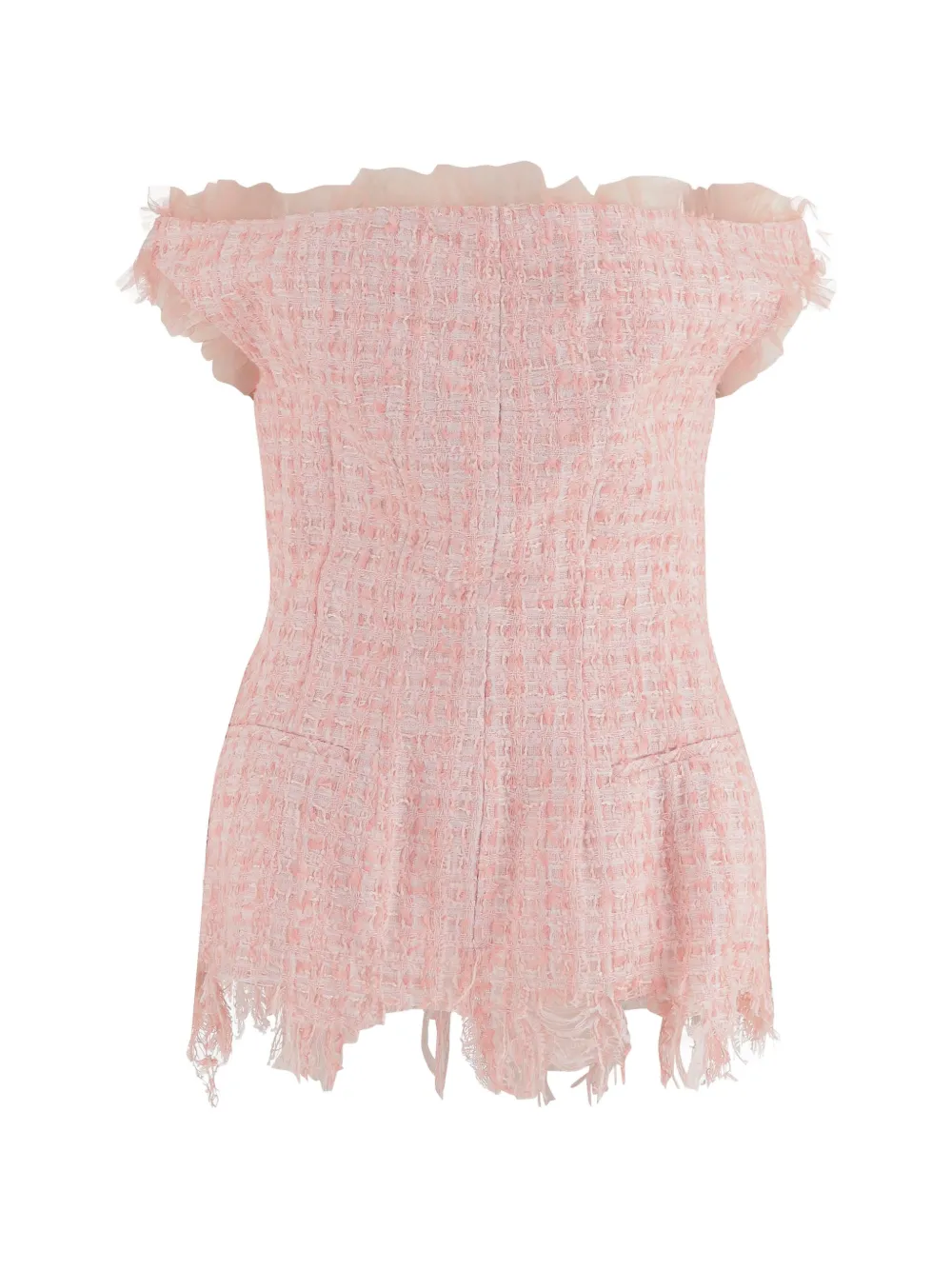 matieres fecales off-shoulder fringed-hem top - Rosa