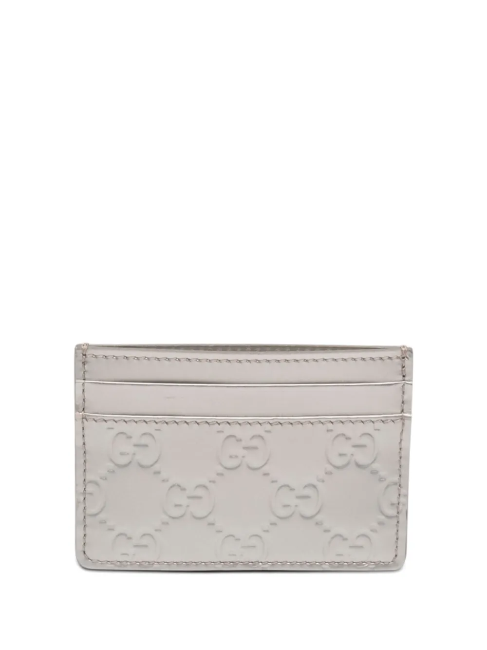 Pre-owned Gucci 2000-2015 Patent Ssima Card Holder In Silver