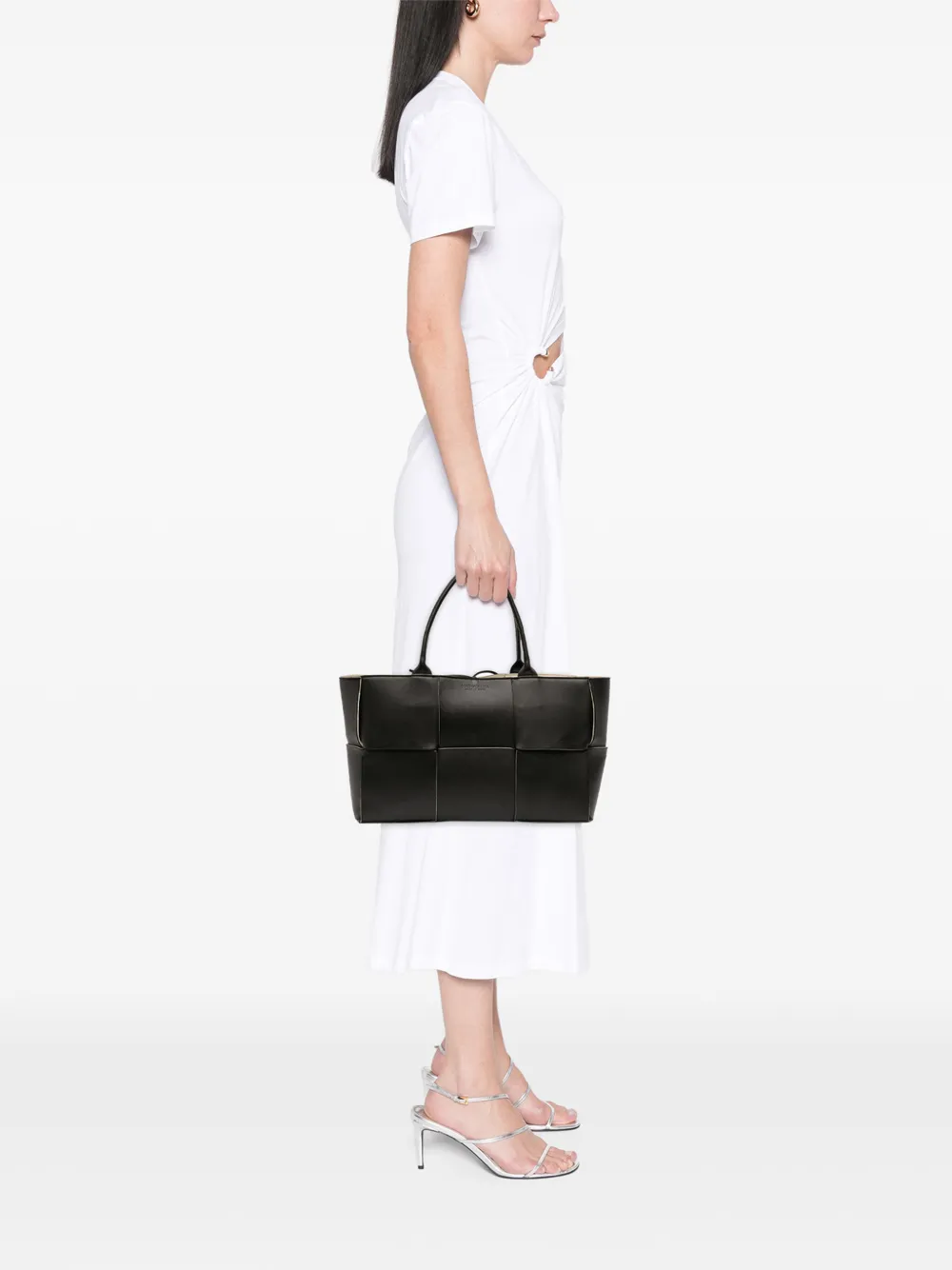  Bottega Veneta Pre-owned Sac Cabas Arco Format Moyen En Cuir Nappa Maxi Intrecciato (2012-2026) - Noir 