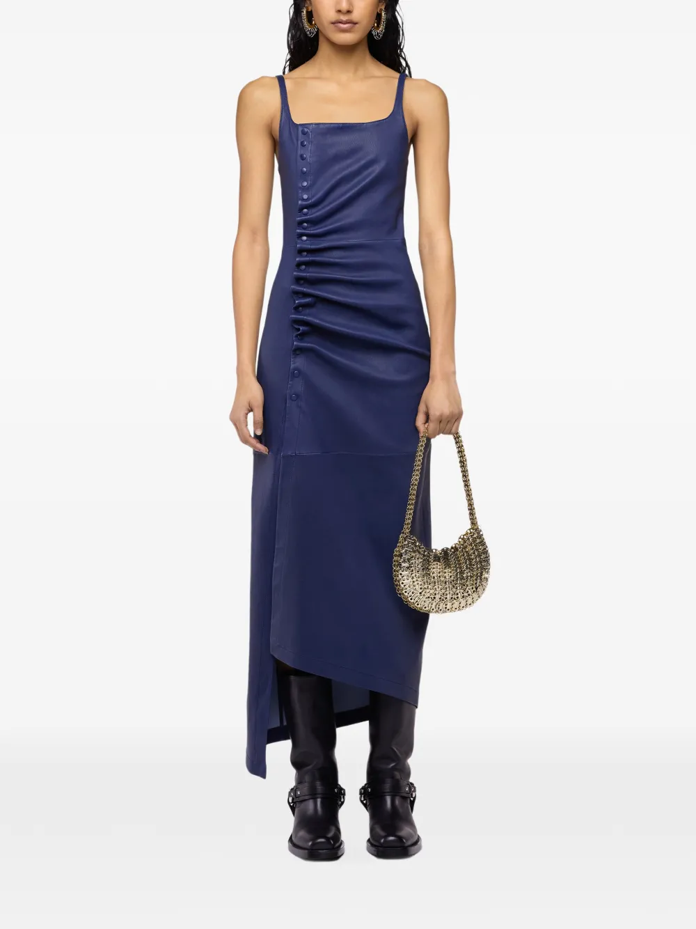 Rabanne Drapiertes Maxikleid mit Druckknopf - Blau