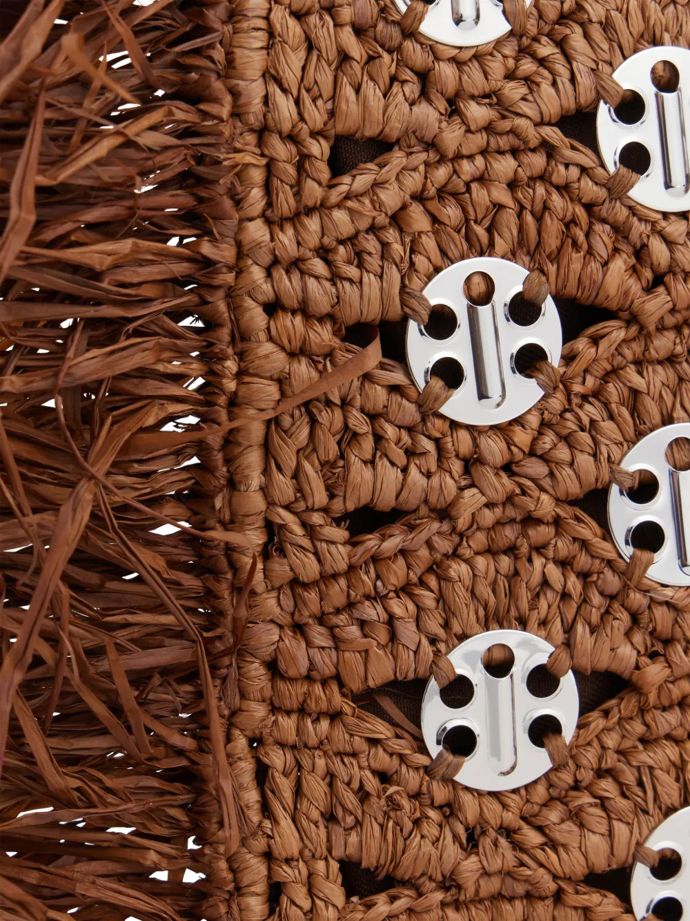 Rabanne 1969 raffia clutch met franje Bruin