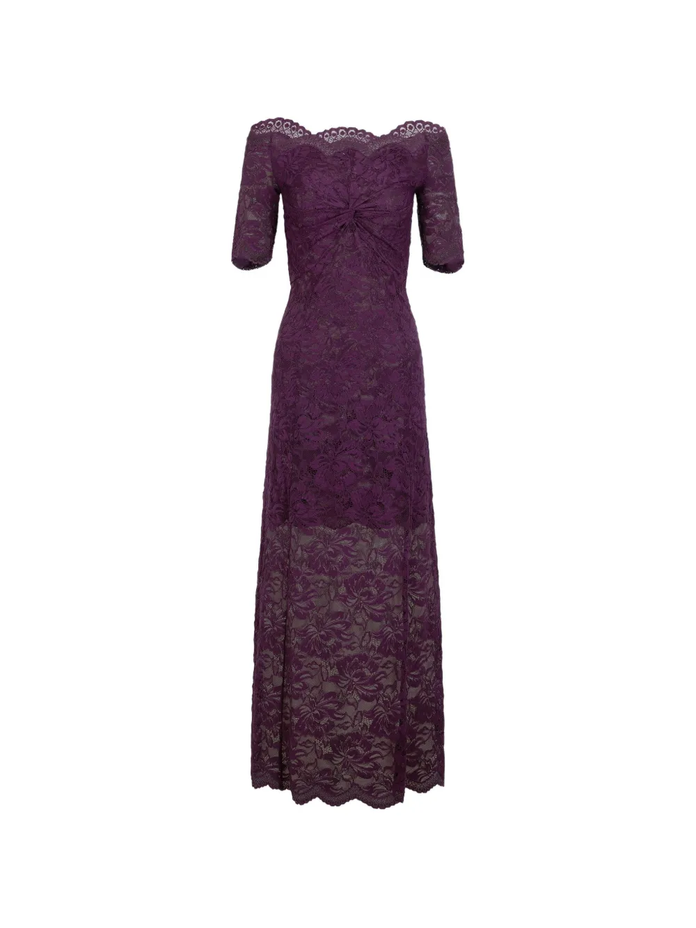 Rabanne midi dress in magenta layered lace