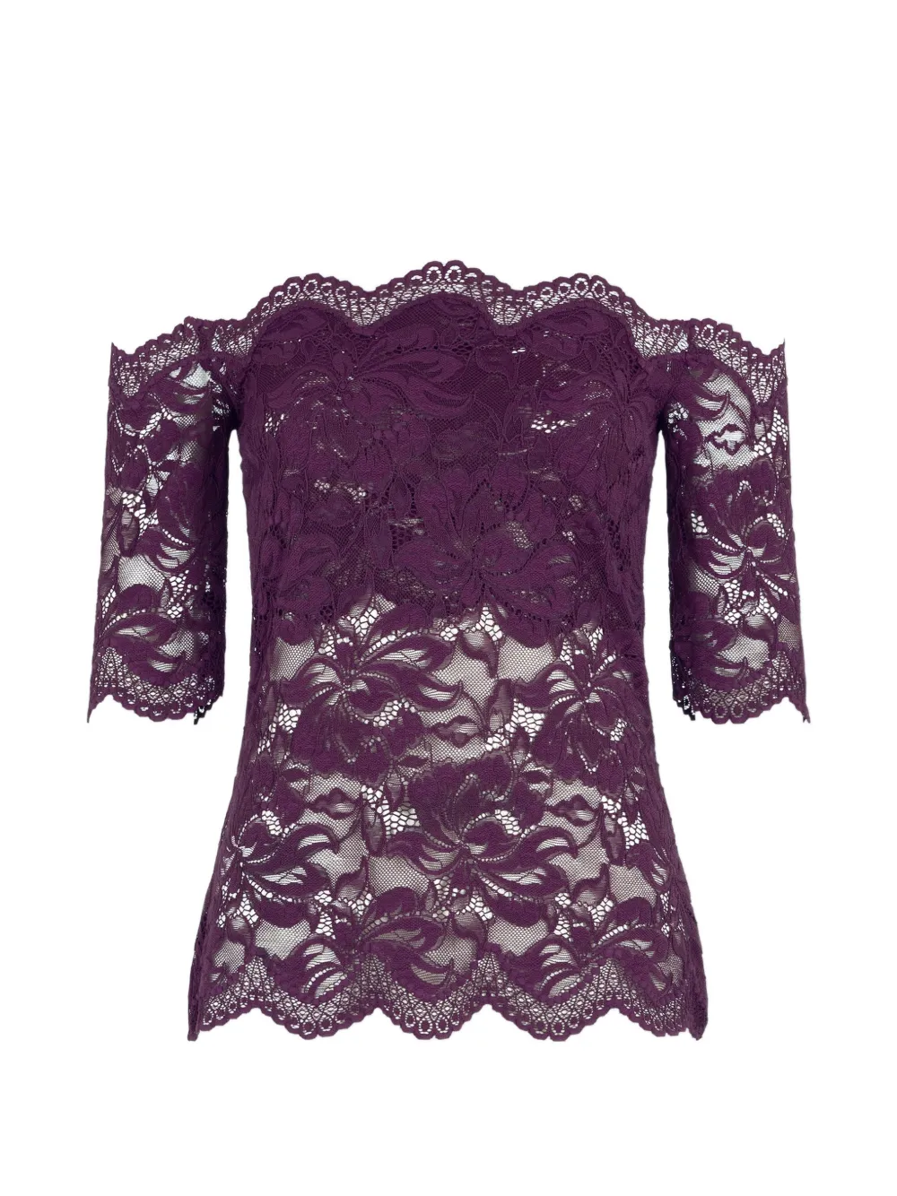 Rabanne layered-lace off-shoulder top - Viola