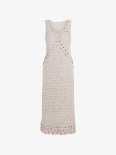 Rabanne pearl-embellished crochet midi dress
