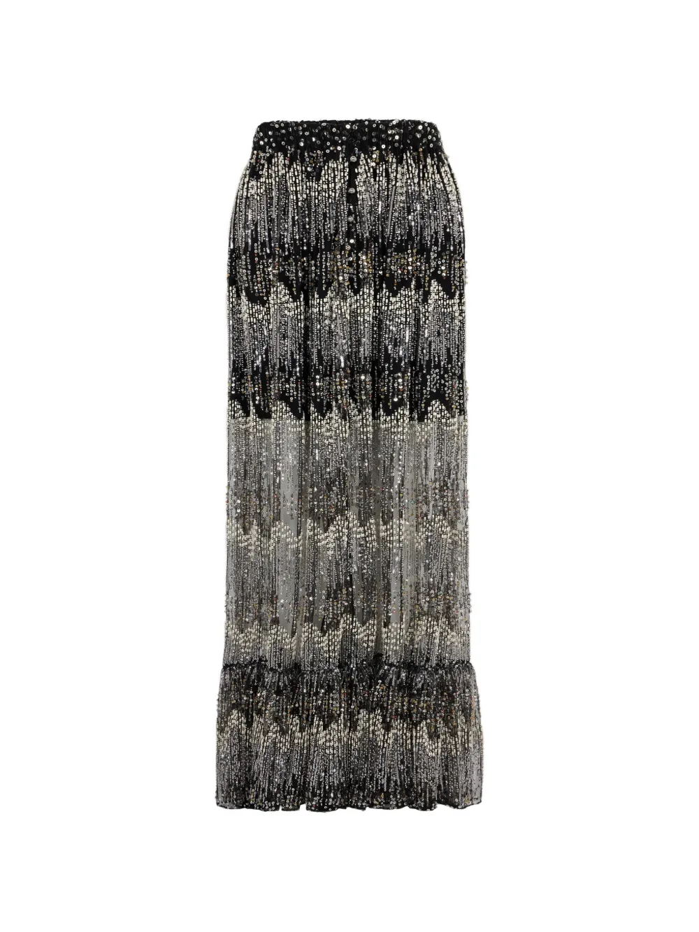 Rabanne sequin-embellished faux-pearl long skirt - Nero