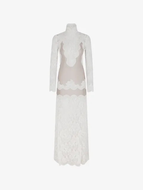 Rabanne lace-panelled long-sleeve maxi dress