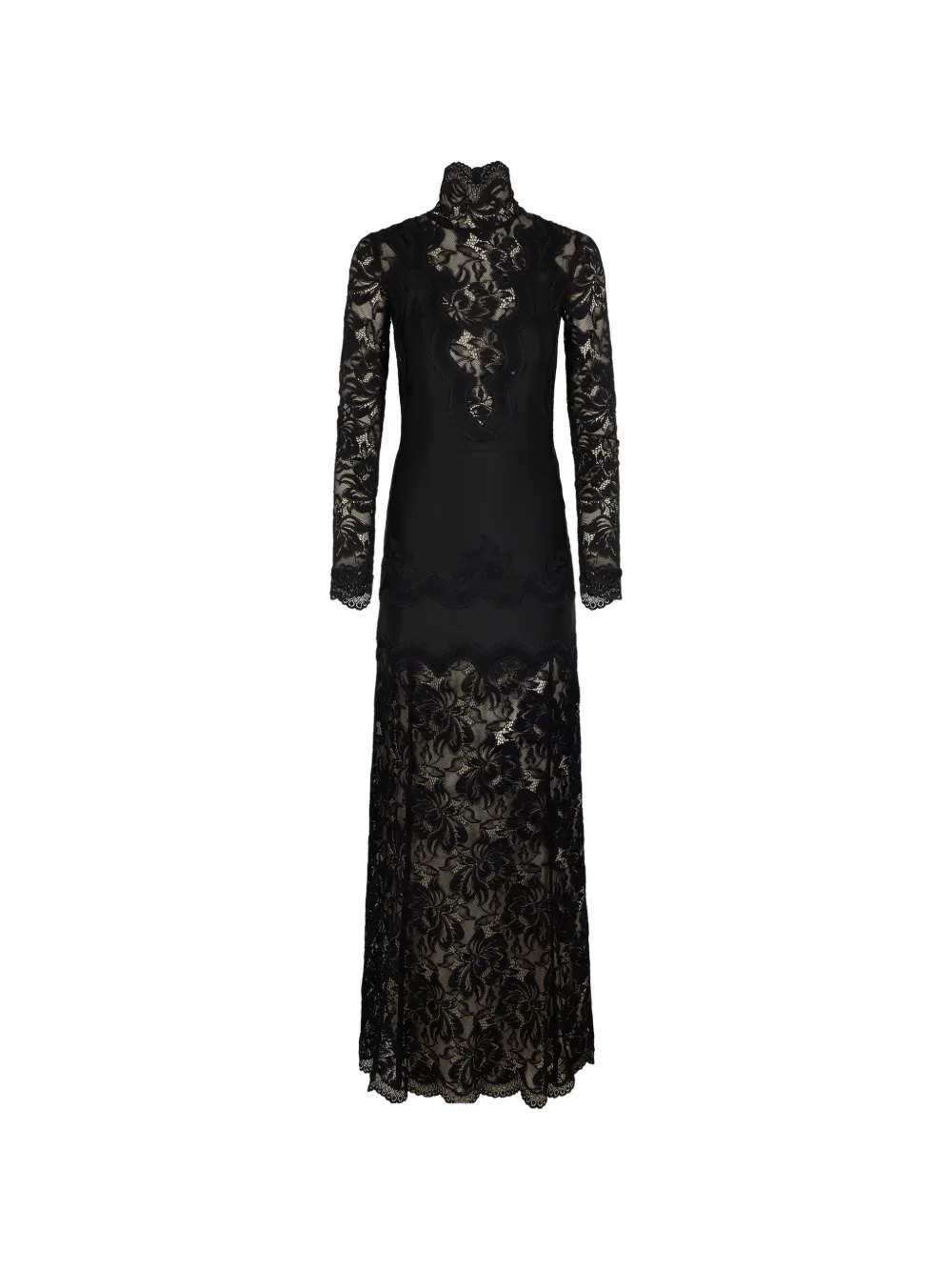 Rabanne lace-panelled maxi dress - Nero