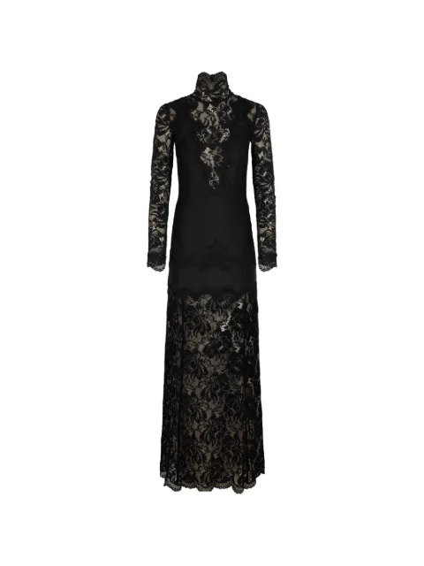 Rabanne vestido largo con paneles de encaje